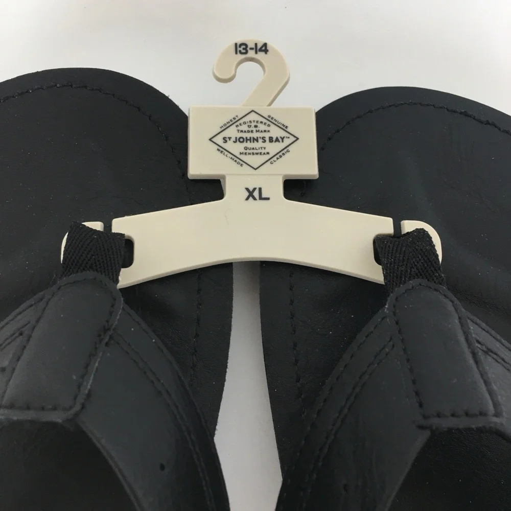 St. John’s Bay Flip-Flop Sandals Black NEW Size XL 13-14 NWT Faux Leather